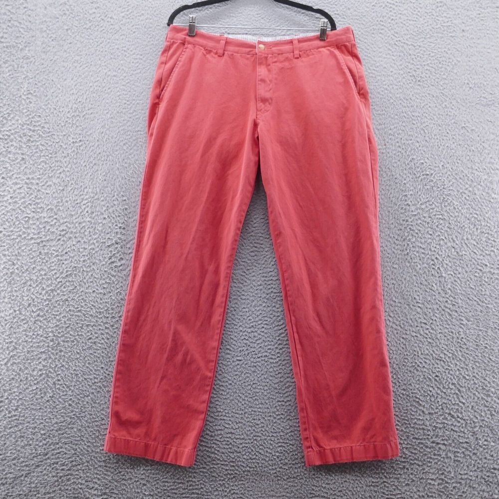 Southern Marsh Mens Straight Leg Chino Pants 34x32* Red Flat Front All Cotton
